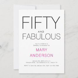 Minimal femtio och Fabulous femtionde Födelsedagsf Inbjudningar