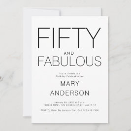 Minimal femtio och Fabulous femtionde Födelsedagsf Inbjudningar