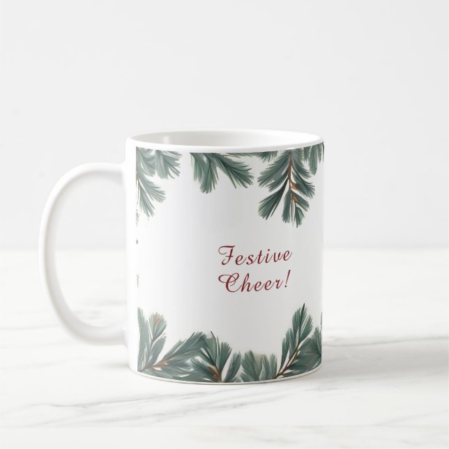 Minimal festlig jul Helgdag Cheer Gräs Bough Kaffemugg (Vänster)
