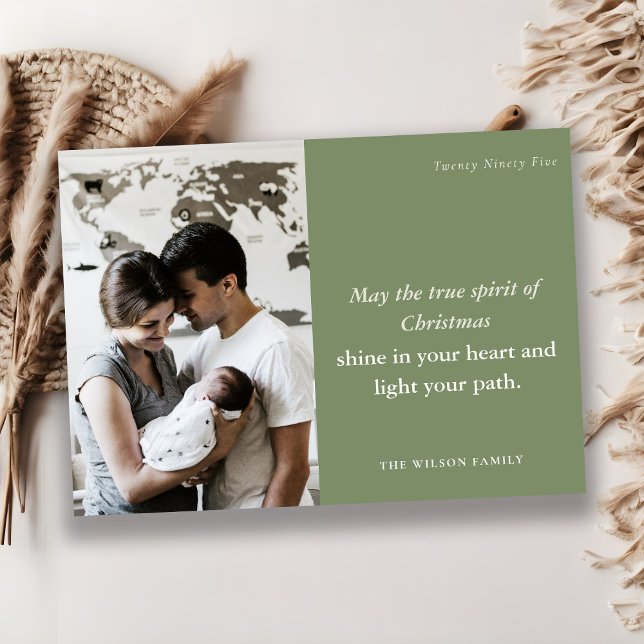 Minimal fetstil 1 Photo Dusky Grönt Julanda Julkort (Skapare uppladdad)