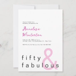 Minimal Fifty and Fabulous 50th Birthday Inbjudningar