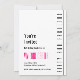 Minimal Fifty and Fabulous 50th Birthday Party Inbjudningar