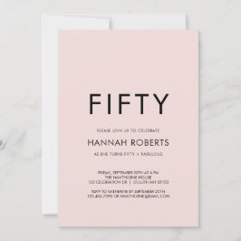 Minimal Fifty and Fabulous 50th Birthday Party Inbjudningar