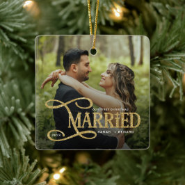 Minimal First Christmas Married Couples 2 Photos Julgransprydnad Keramik