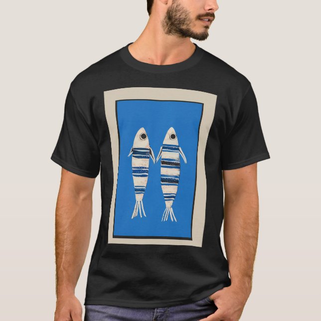 Minimal Fisk på Blått T Shirt (Framsida)