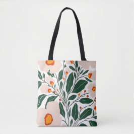 Minimal Floral Botanical Pattern Tote Bag Tygkasse