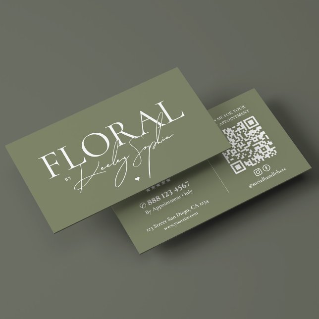 Minimal floral designer elegant florist salvia visitkort (Minimal Floral Designer Elegant Florist Sage Business Card
)