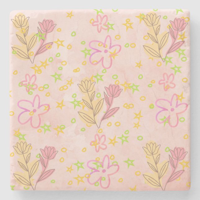 Minimal floral doodle pattern -pastel colour art  stenunderlägg (Framsidan)