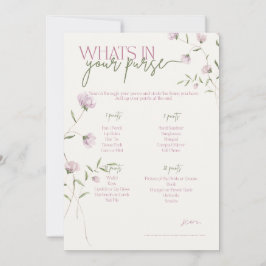 Minimal floral Vad finns i din handväska spel Inbjudningar