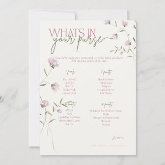 Minimal floral Vad finns i din handväska spel Inbjudningar
