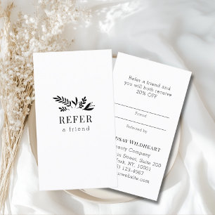 Minimal floral vit botanisk rabattkort