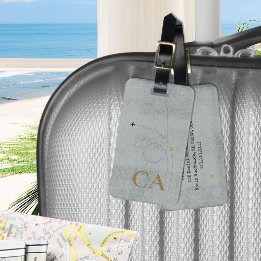 Minimal flygplansfärd Slate Grått Guld Monogram Tr Bagagebricka