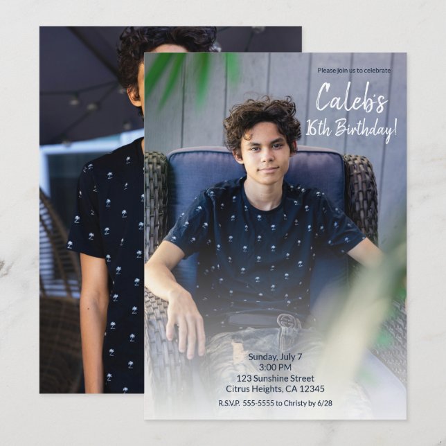 Minimal Födelsedagsfest Foto Fotografi  Inbjudningar (Fram/baksida)