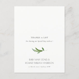 Minimal Foliage Greenery Bröllop Tack Vykort