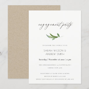 MINIMAL FOLIAGE GREENERY GULD RAM FÖRLOVNING INBJUDNINGAR