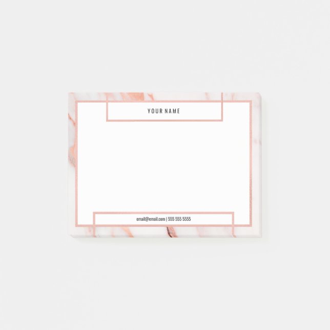 Minimal  för Vit ros Marble Stone Luxury Post-it Block (Framsida)
