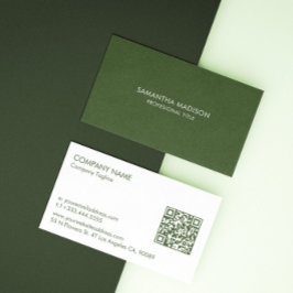 Minimal Forest Green Tones Linen Burlap Fabric  Visitkort