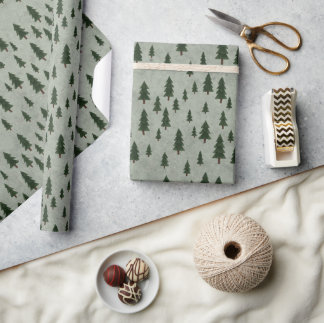 Minimal Forest Pattern Wrapping Paper Presentpapper