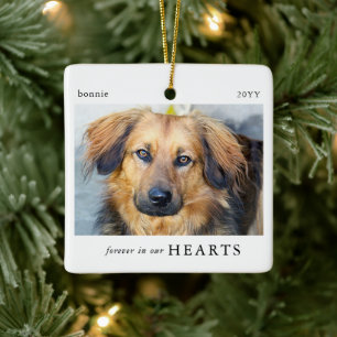 Minimal Forever i våra hjärtan Hund Foto Minne Julgransprydnad Keramik