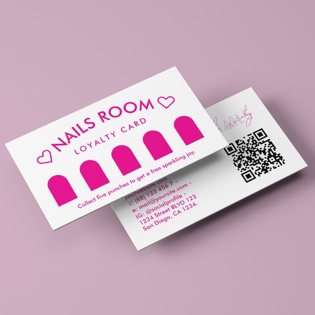 Minimal förmånlig Rosa för Nagel-terapi med spa- Visitkort (Minimal Nail Therapist Spa Pink Loyalty Business Card
)