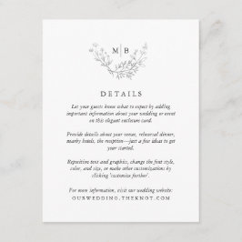 Minimal formell information om Monogram Bröllop Tilläggskort