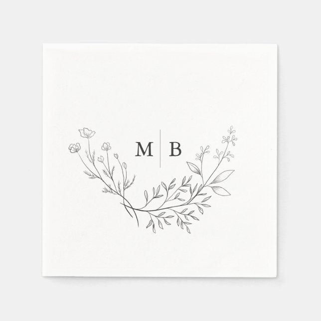 Minimal formell monogram Bröllop Napkins Pappersservett (Framsidan)