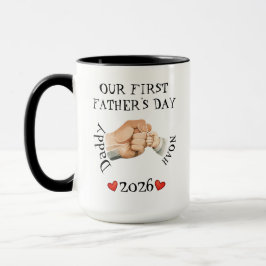 Minimal Första Fars Dag Baby Knut Illustrering Mugg