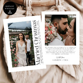 Minimal första gift julfoto Newlyweds Julkort