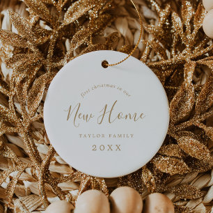 Minimal första jul i Guld i vårt nya hemfoto Julgransprydnad Keramik