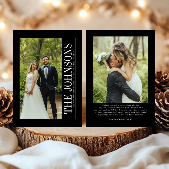 Minimal första jul-målad fotografi av nya lyweds julkort (Skapare uppladdad)