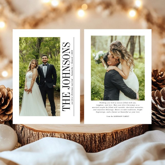 Minimal första jul-målad fotografi av nya lyweds julkort (Skapare uppladdad)