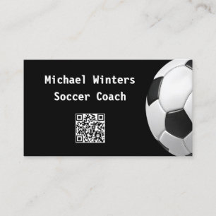 Minimal fotboll svart QR-kod fotbollstränare Visitkort