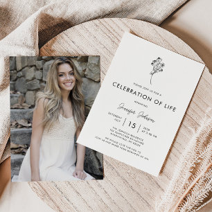 Minimal foto Firande i Life-begravning Inbjudningar