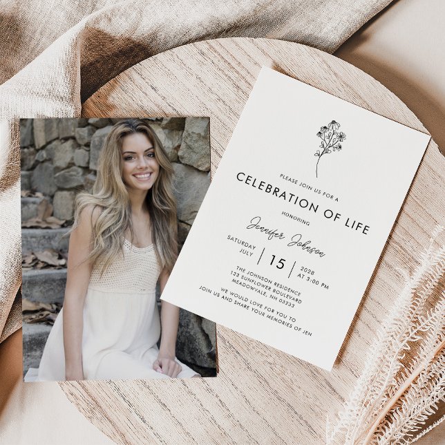 Minimal foto Firande i Life-begravning Inbjudningar (Skapare uppladdad)