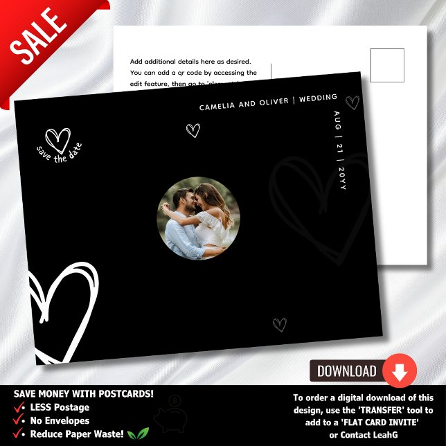 MINIMAL FOTO-Spara datum - Modern för svart kvalit Vykort (Skapare uppladdad)