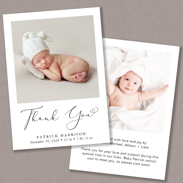 Minimal foto-Tack Meddelande (A beautiful and unique way to thank family and friends and introduce them to your precious baby)