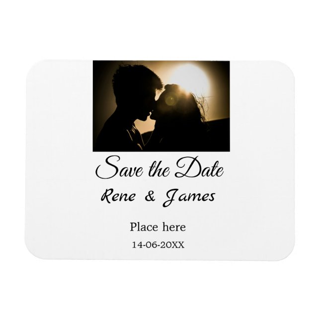 Minimal foto vit svart klassisk elegant spara den magnet (Horisontell)