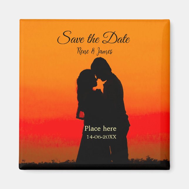 Minimal foto vit svart klassisk elegant spara den magnet (Framsidan)