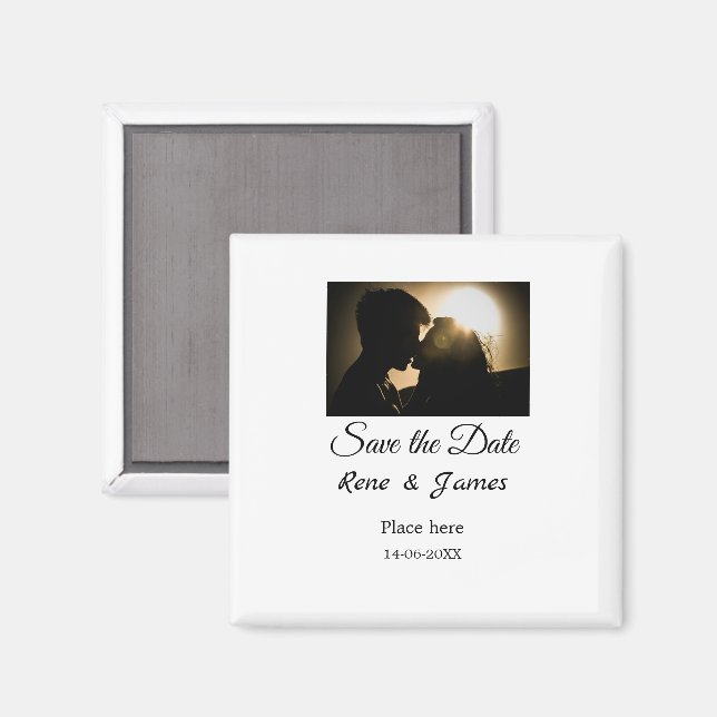 Minimal foto vit svart klassisk elegant spara den magnet (Front/Back)