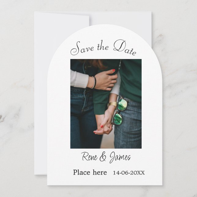 Minimal foto vit svart klassisk elegant spara det inbjudningar (Framsida)