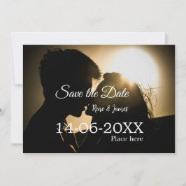 Minimal foto vit svart klassisk elegant spara det inbjudningar