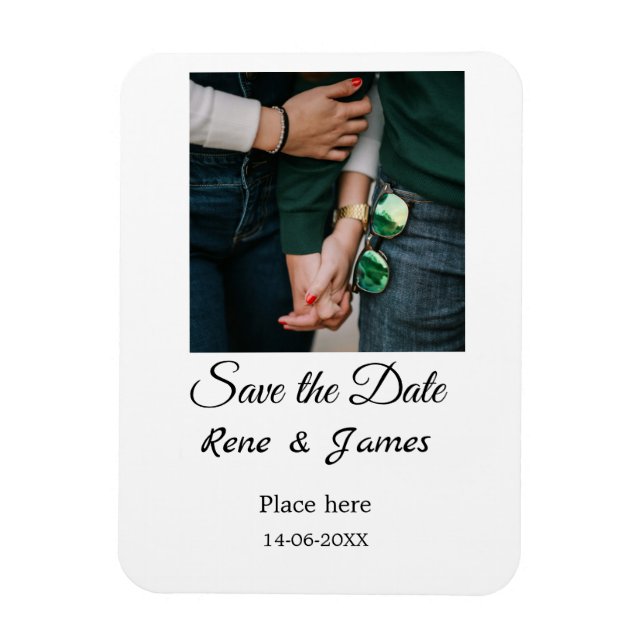 Minimal foto vit svart klassisk elegant spara det magnet (Vertikal)