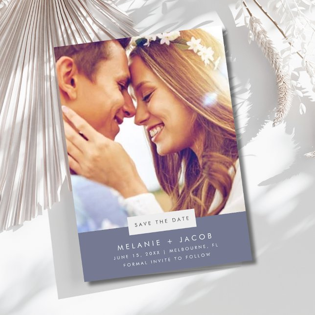 Minimal fotobeach-bröllop Spara datum Datumet (Minimal Photo Beach Wedding Save the Date)