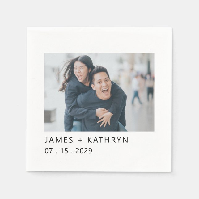 Minimal fotoenkel Elegant Modern med Bröllop Pappersservett (Framsidan)