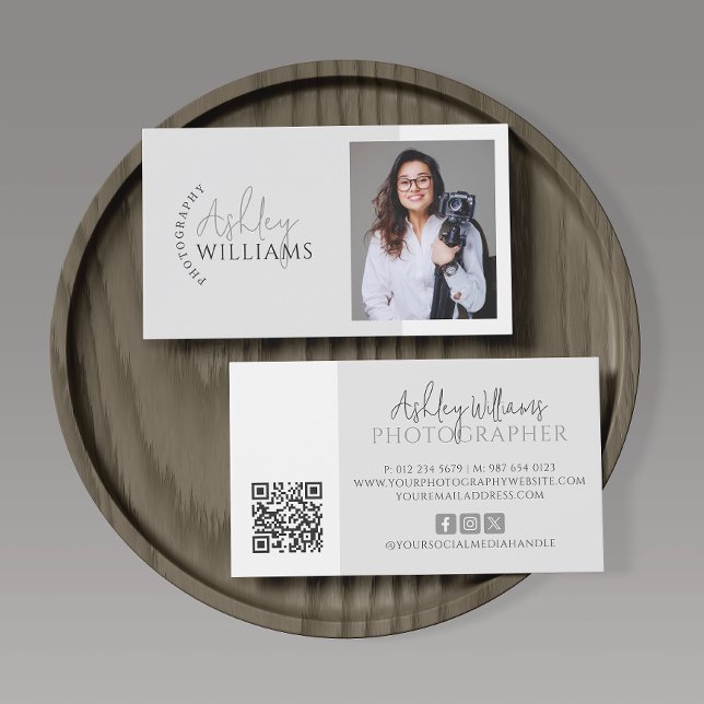 Minimal fotofotofotografi QR-kod Visitkort (Skapare uppladdad)