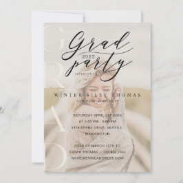 Minimal fotograd Party Modern Calligraphy Cream Inbjudningar