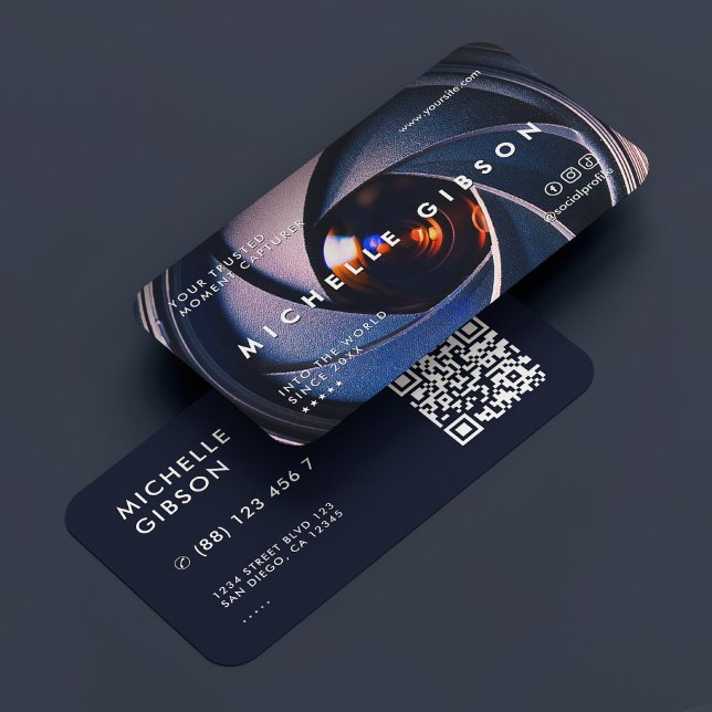 Minimal fotograf Kameravskiljare Lens Modern Visitkort (Minimal Photographer Camera Shutter Lens Modern Business Card
)