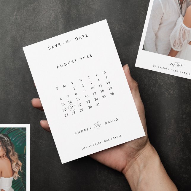 Minimal Fotografi Et-tecken Monogram Kalender Bröl Spara Datumet (Skapare uppladdad)