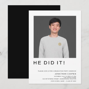 Minimal Fotografi Han Gjorde Det Svart Vitt Examen Inbjudningar