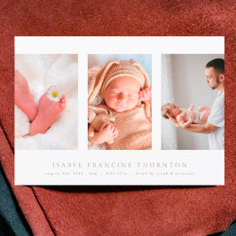 minimal fotokollage rosa födelseannons meddelande